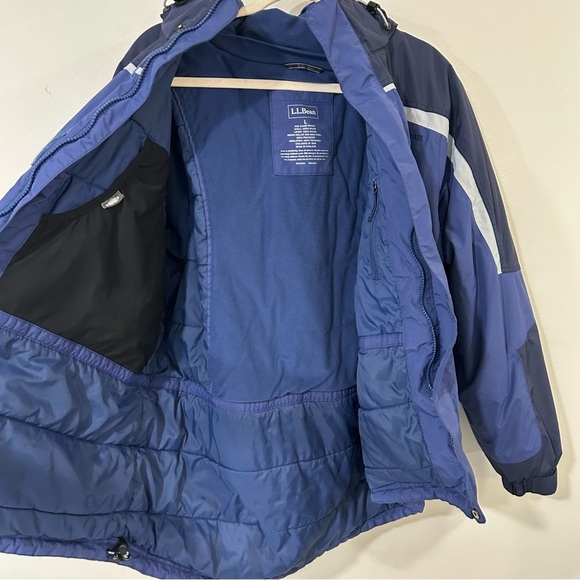 L.L.Bean Men's Blue Hooded Zip Up Waterproof Insulated Jacket Outdoors Large - Picture 7 of 8